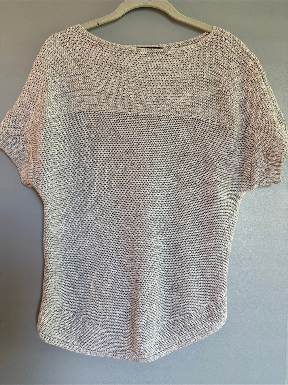 Tommy Bahama Light Beige Knit Scoop-Neck Short Sleeve Sweater